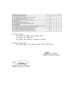 Evaluation sheet