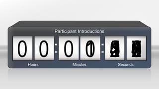 09000 1 87654321500 04 98765432103 9876543210987654321021 987654321098765432100Hours Minutes Seconds
Participant Introductions
 