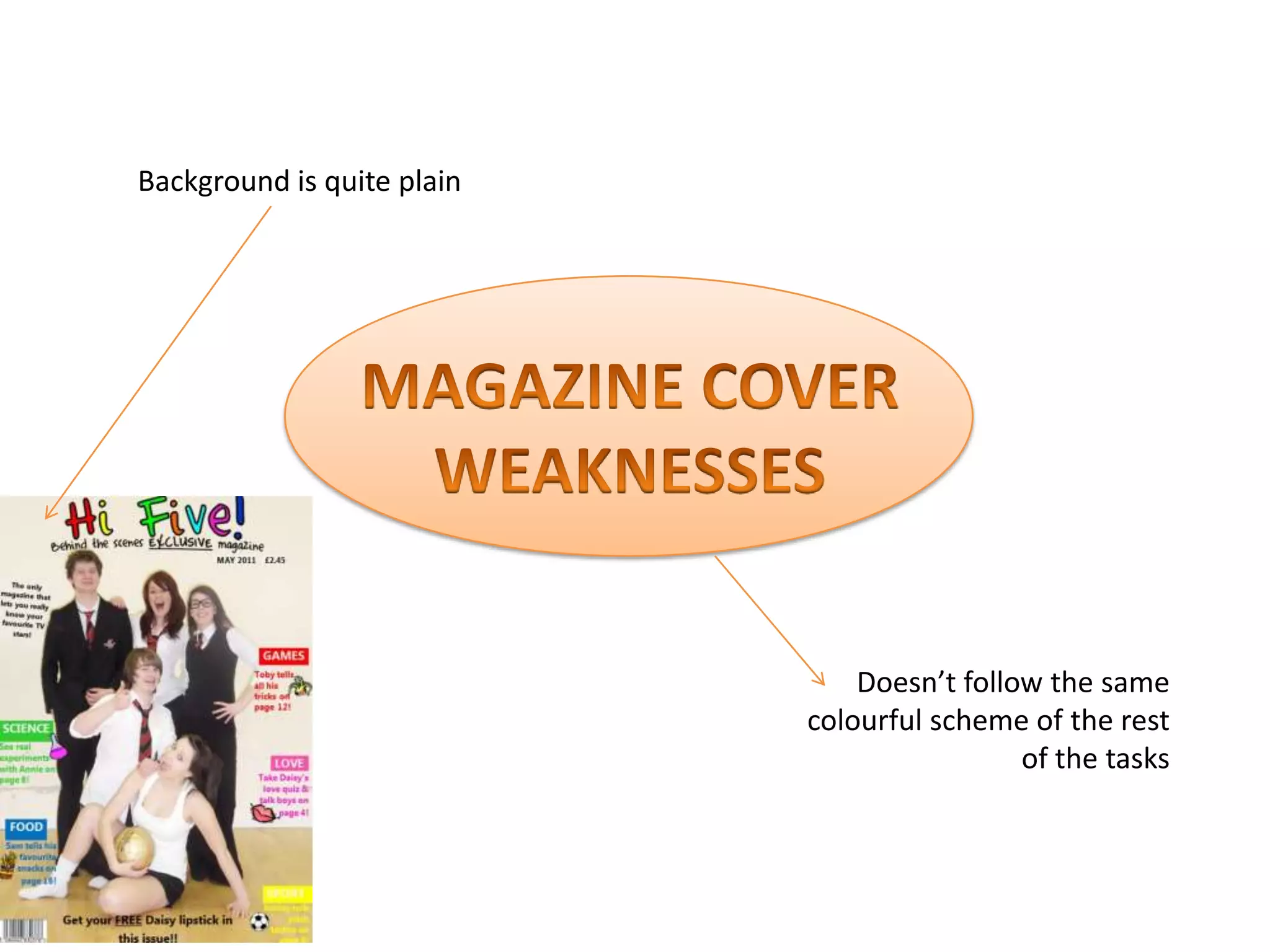 Background is quite plain
Doesn’t follow the same
colourful scheme of the rest
of the tasks