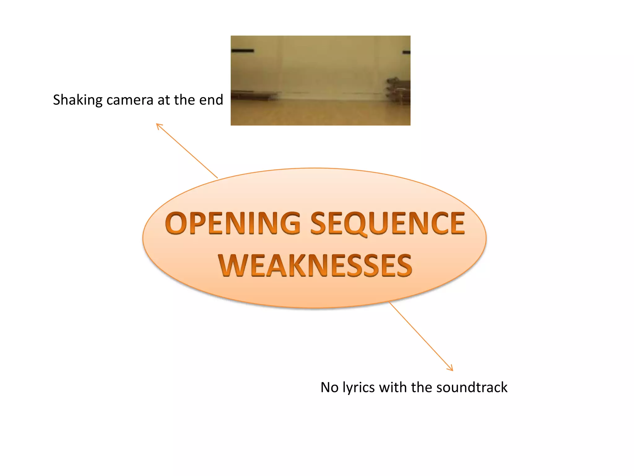 Shaking camera at the end
No lyrics with the soundtrack