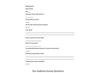 Our Audience Survey Questions
 