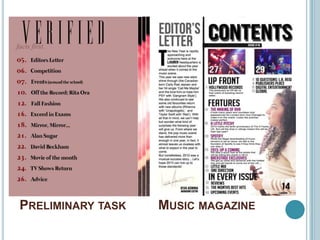 PRELIMINARY TASK   MUSIC MAGAZINE
 