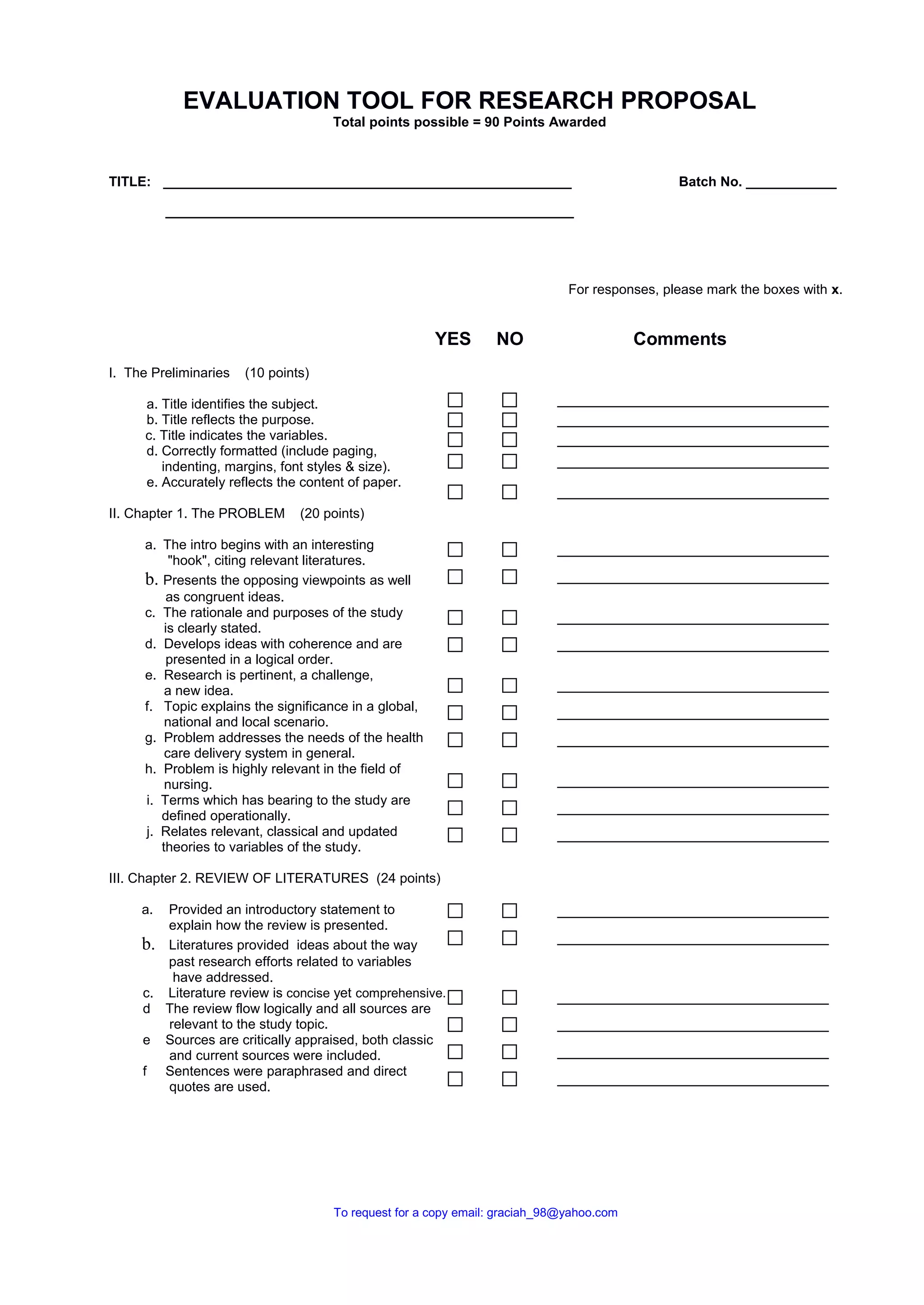 Evaluation tool for research proposals | PDF