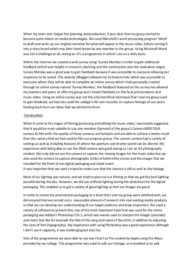 Evaluation write up
