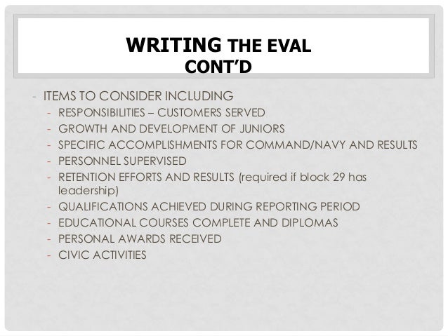 evaluation writing navy midterm examples