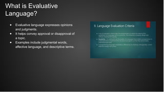 evaluative language concepts and examples | PPT