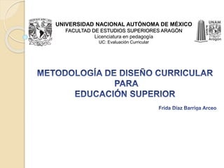 UNIVERSIDAD NACIONAL AUTÓNOMA DE MÉXICO 
FACULTAD DE ESTUDIOS SUPERIORES ARAGÓN 
Licenciatura en pedagogía 
UC: Evaluación Curricular 
 