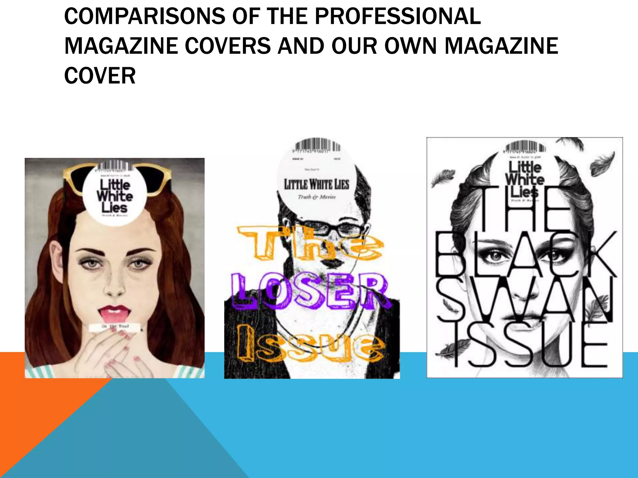 COMPARISONS OF THE PROFESSIONAL
MAGAZINE COVERS AND OUR OWN MAGAZINE
COVER
 