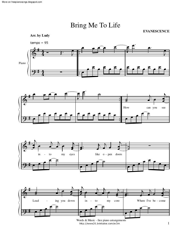 evanescence bring me to life evanescence bring me to life sheet music