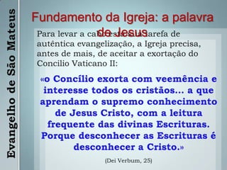 Ser cristão é viver a Palavra de Cristo em comunidade, é ter um coração comunitário.Evangelho de São Mateus