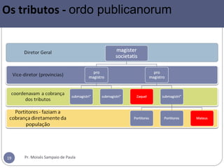 Pr. Moisés Sampaio de Paula19
Os tributos - ordo publicanorum
 