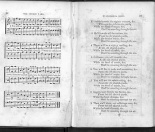 36 OLD CIILJRCII YARD.
yards, Hear the band of music, hear the band of music, hear the
l
I
— ^_«
...» • -1 -i" •
band of music which
r~
is
»—
• u t-
sounding t
~==
i±l
irough the air.
~ •JJ
EVANGELICAL HARP.
2 Gabriel sounds his mighty trumpet, &c.
Through the old church-yards,
While the band of music. &c.
Shall be sounding through the air.
3 Ile'll awake all the nations, &c.
From the old church-yards,
While the band of music, &c.
Shall be sounding through the air.
4 There will be a mighty wailing, &c.
At the old church-yards,
While the band of mtfsic, dec.
Shall be sounding through the air.
5 O Sinner, you will tremble, &c.
At the old church yards,
While the band of music, &c.
Shall be sounding through the air.
6 You will flee to rocks and mountains, die.
From the old church-vards,
While the band of music, djc.
Shall be sounding through the air.
7 You will see the saints arising, die.
From the old church-yards,
While the band of music, &c.
Shall be sounding through the air.
8 Angels bear them to the Savior, &c.
From the old church-yards,
While the band of music, &c.
Shall be sounding through the air.
9 Then we'll shout, our sufferings over, &c.
From the old church-yards,
While the band of music, die.
Shall be sounding through the air.
 