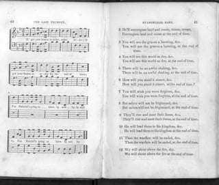 40 TUP. LAST TRUMPET.
0
ES-jr&i
- i"+j—FT
BS~ A
get your hearts in order, »rde
f"
r,
P
f
-
r - der; O
(Ff-FF
l±4t=b:±:Lzbl hdr
0
0 1—=1^3
• * i iz"t -1
get your hearts in or - der for the
31- HF^=3—
end of
0
time;
- £-3
t tKrt £ 1- 3
1
1
1
i"%i
LL
1
^Sz&zzqz^mT
For Gabriel's going to blow, by and by, by and
ZZ
—_= 1 —
--1 -r:: » -"q—
razz
by.
S—f—0—0 0 0-
"or Gabriel's going to
i=z Sz_Sz"_
i zj a is JJ
blow by and by.
-• - , • • I — h - H
EVANGELICAL HARP. 41
2 He'll encompass land and ocean, ocean, ocean,
Encompass land and ocean at the end of time.
3 You will see the graves a bursting, &c.
You will see the graves a bursting, at the end of
time.
4 You will see this world on fire, &c.
You will see this world on fire, at the end of time.
5 There will be an awful shaking, &c.
There will be an awful shaking, at the end of time.
6 How will you stand it sinner, &c.
How will you stand it sinner, at the end of time ?
7 You will wish you were forgiven, &c.
You will wish you were forgiven, at the end of time.
8 But saints will not be frightened, &c.
But saints will not be frightened, at the end of time.
9 They'll rise and meet their Jesus, &c.
They'll rise and meet their Jesus, at the end of time.
10 He will lead them to his kingdom, <Szc.
He will lead them to his kingdom at the end of time.
11 Then the warfare will be ended, &c.
Then the warfare will be ended, at the end of time.
12 We will shout above the fire, &c.
We will shout above the fire at the end of time.
 