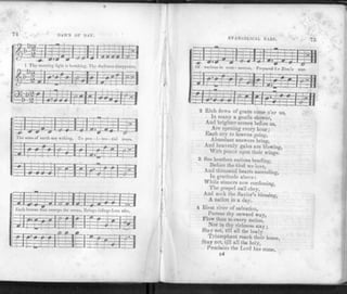 74 DAWN OF DAY.
EVANGELICAL HARP. 75
-hH—H
jO t nations in com - motion, Prepared for Zi
~^X-19 0 •J-g? 3^ h-mJL
J_1J
>n's war
>
41
hi
I « J 4 _ 4 | _ 4 : l - s . ! H — J
SI
2 Rich dews of grace come o'er us,
In many a gentle shower,
And brighter scenes before us,
Are opening every hour;
Each cry to heaven going.
Abundant answers bring,
And heavenly gales are bTowing,
With peace upon their wings.
3 Sec heathen nations bending,
Before the God we love,
And thousand hearts ascending,
In gratitude above:
While sinners now confessing,
The gospel call obey,
And seek the Savior's blessing,
A nation in a day.
4 Blest river of salvation,
Pursue thy onward way,
Flow thou to every nation,
Nor in thy richness slay :
Stay not, till all the lowly
Triumphant reach their home,
Stay not, till all the holy,
Proclaim the Lord has come.
E4
 