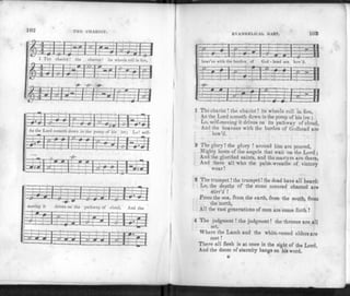 102 THE CHARIOT.
Z'::. = ~~w>
.Ls,.L^—j_
1 The chariot! the chariot! its wheels roll in fire,
S5- J
J—
- I 1 " ' I I I ,
JB
z*z^:ld
/ As the Lord cometh down ir
b p f p rrt f-r
the pomp of his ire; Lo! self-
r- p 3~ll- - i - —i
- ^ 3 = - - : - =
moving it drives on the
M r i u r j j i
z^EE£=L'^
pathway of cloud, And the
IpfpiSp
S i I'-
EVANGELICAL HARP. 103
3SS
heav'ns with t
2 ~p"T
i
ie 1 urden of
§
Go
P
E—
1 - head are
*-•-#-
11
bow'd.
FFFH
-e>-
-
-
£
-1-
Eti~EH
Sfl
1 The chariot! the chariot! its wheels roll in fire,
As the Lord cometh down in the pomp of his ire ;
Lo, self-moving it drives on its pathway of cloud,
And the heavens with the burden of Godhead are
bow'd.
2 The glory! the glory ! around him are poured,
Mighty hosts of the angels that wait on the Lord ;
And the glorified saints, and the martyrs are there,
And there all who the palm-wreaths of victory
wear!
3 The trumpet! the trumpet! the dead have all heard:
Lo, the depths of the stone covered charnel are
stirr'd !
From the sea, from the earth, from the south, from
the north,
All the vast generations of men are come forth I
4 The judgment ! the judgment! the thrones are all
set,
Where the Lamb and the white-vested elders are
met!
There all flesh is at once in the sight of the Lord,
And the doom of eternity hangs on his word.
a
 