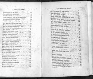 EVANGELICAL HARP.
Eternal Spirit, on me move, 155
Farewell, farewell dear friends, ]y
From Greenland's icy mountains, 112
Father of mercies, when the day is dawning, . . 145
Good morning, brother Christian, 188
Glory, honor, power and blessing, 151
IIow sweet to reflect on those joys, 14
How prone are professors to rest on their lees, . . 46
H e r e o ' e r t h e e a r t h a s a s t r a n g e r I r o a m , . . . 5 0
How tedious and tasteless the hours, 62
Hark, my soul, it is the Lord, 67
Hearts of stone, relent, relent, 108
Hail thejdest morn, see the great Mediator, . . 120
How lost was my condition, 124
How firm a foundation, ye saints of the Lord, . . 142
Hark, listen to the trumpeters 163
I'm not ashamed to own my Lord, 20
I'm a pilgrim, and I'm a stranger, 48
I'm a lonely traveler here, 52
I'm glad I ever saw the day, 60
I have sought round the verdant earth, .... 61
I would not live alway, 92
I'm not ashamed to own my Lord, 118
In Jordan's tide the Baptist stands, 168
In evil long I took delight, 171
Jesus my al|, to heaven is gone, 38
Jerusalem, my happy home, 42
Jesus, Jesus, he is my friend, 189
Let thy kingdom, blessed Savior, 96
Life is the time to serve the Lord, 182
Mid scenes of confusion, 25
My Bible leads to glory, 34
EVANGELICAL HARP.
9
Must Simon bear his cross alone, ^
Mary to the Savior's tomb, ^
My brother, I wish you well,.
Mercy, O thou Son of David,
My days, my weeks, my months, my years, . .
My soul's full of glory, . •
Mid and sadness I'm destined to roam, . 148
My dearest friends in bonds of love, ...»
Now the Savior stands and pleading, . * • •
Now my time has come for going, . •
20
O turn ye, for why will you die, . . . • • •
O there will be mourning, mourning, . ' " * 40
O get your hearts in order, ^
O that I had some humble place, g4
On Jordan's stormy banks I stand, ^
O how happy are they, . .
Our souls by love together knit, ^
O ye young, ye gay, and proud, ^
O glorious hope of perfect love, ^
O when shall I see Jesus,
. . . 1 3 1
parted many a toil spent year, ^
Prayer was appointed to convey, ...•••
11 76
Rouse ye'at the Saviors' call, ^
Return, O wanderer now return,
. . . 13
Spirit of Holiness,
Saw ye my Savior,
Sinners turn, why will you die,
Savior, breathe an evening blessing, . , • • •
Sovereign grace hath power alone, . • • •
Sinner, rouse thee from thy sleep,
Salem's bright King, Jesus by name, . . • •
Show pity Lord, O Lord forgive, . . . • • ^
Sweet is the raem'ry of thy grace, • • •
 