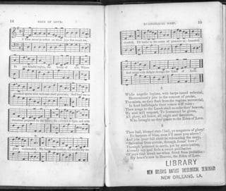 14 EDEN OK LOVE.
Sr
± s
1 How sweet to reflect on tboso joys that await mo,
'Mi i J i i 1 IT ' l r g
II
Ti•i
u» - 1 J | 1 -F;I " "i F—hI-~—l-F
In yon blissful
r^'zgr:
region, ilie
r~i—
haven of rosr, Where
4-H—1b=J=J=~ - -
=3
-t=!=i
glorified spirits with welcome shall greet me, And lead me to
pt 353
mansions prepared for the blest; En - circled in light, and with
„
0'
glory enshrouded, My happiness perfect, my mind's sky un-
EVANGELICAL IIARP. 15
clouded, I'll bathe in the ocean of pleasure un - bounded.
-r
EE i
And range with delight through the Eden of Luvc-
While angelic legions, with harps tuned celestial,
Harmoniously join in the concert of praise, _
The saints, as they flock from the regions terrestrial,
In loud hallelujahs their voices will raise:
Then songs to the Lamb shall re-echo thro heaven,
My soul will respond, To Immanuel be given,
All glory, all honor, all might and dominion.
Who brought us thro grace to the Eden of Love.
3
Then hail, blessed state ! h
ail, ye songsters of glory!
Ye harpers of bliss, soon I'll meet you above!
And join vour full choir in rehearsing the story,
" Salvation from sorrow, through Jesus love.
Through 'prisoned in earth, yet by anticipation,
Already my soul feels a sweet prelibation
Of joys that await me when freed from probation .
Mv heart's now in Heaven, the Eden of Love.
LIBRARY
HFYi OMHS BAPliol SEMIHMW
 