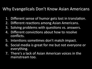 Race & Ethnicity in American Evangelicalism: an Asian American perspective