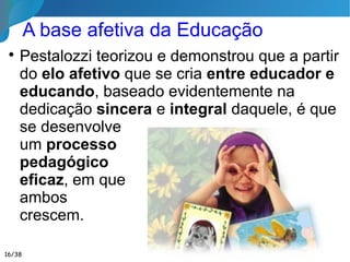 A Arte do Professor
Como o hábil jardineiro, ele deve
conhecer o terreno em que semeia, pois
o espírito da criança é um verdadeiro
terreno cuja natureza é preciso estudar;
…
Eu posso apressar o progresso de uma
criança, posso desenvolver sua
inteligência, mobiliar seu espírito; ...
(Discurso de 1834, Denizard Rivail)16/35
 