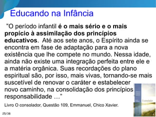 Educação pela Natureza

Se esperais que o mundo se apazígue e que a luz
venha a brilhar no coração dos homens, deixai
que as crianças bebam livremente do fluxo da
vida e se banhem nas margens da Mãe Natureza.

Só a partir dessa ligação visceral com a natureza é
que podeis falar em qualquer forma de Educação.

Voltai ao campo, se
quiserdes salvar o
planeta...
Espírito Tagore, Mensagem de 1991
25/35
 