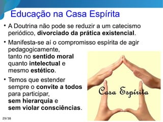 29
“Quando o Evangelho penetra o lar, o coração
abre mais facilmente a porta ao Mestre Divino”
Emmanuel
Primeira Escola - Evangelho no Lar
 