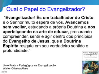 Senhor,
Que eu possa me debruçar sobre cada criança, e sobre cada jovem, com a reverência
que deve animar minha alma diante de toda criatura tua!
Que eu respeite em cada ser humano de que me aproximar, o sagrado direito de ele
próprio construir seu ser e escolher seu pensar!
Que eu não deseje me apoderar do espírito de ninguém, imprimindo-lhe meus caprichos
e meus desejos pessoais, nem exigindo qualquer recompensa por aquilo que devo lhe dar
de alma para alma!
Que eu saiba acender o impulso do progresso, encontrando o fio condutor de
desenvolvimento de cada um, dando-lhes o que eles já possuem e não sabem, fazendo-os
surpreenderem-se consigo mesmos!
Prece do Educador 1/2
32/35
 