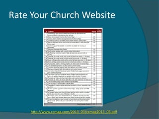 Rate Your Church Website




    http://www.ccmag.com/2013_03/ccmag2013_03.pdf
 