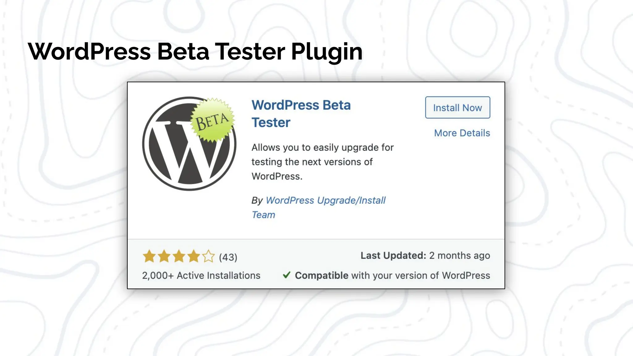 WordPress Beta Tester Plugin
 