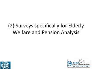 (2) Surveys specifically for Elderly
Welfare and Pension Analysis
 