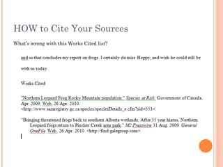 HOW to Cite Your Sources
What’s wrong with this Works Cited list?
 