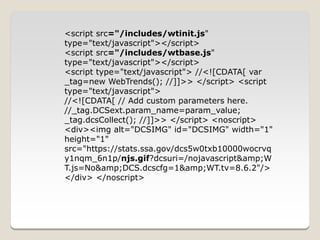 <script src="/includes/wtinit.js"
type="text/javascript"></script>
<script src="/includes/wtbase.js"
type="text/javascript"></script>
<script type="text/javascript"> //<![CDATA[ var
_tag=new WebTrends(); //]]>> </script> <script
type="text/javascript">
//<![CDATA[ // Add custom parameters here.
//_tag.DCSext.param_name=param_value;
_tag.dcsCollect(); //]]>> </script> <noscript>
<div><img alt="DCSIMG" id="DCSIMG" width="1"
height="1"
src="https://stats.ssa.gov/dcs5w0txb10000wocrvq
y1nqm_6n1p/njs.gif?dcsuri=/nojavascript&amp;W
T.js=No&amp;DCS.dcscfg=1&amp;WT.tv=8.6.2"/>
</div> </noscript>
 