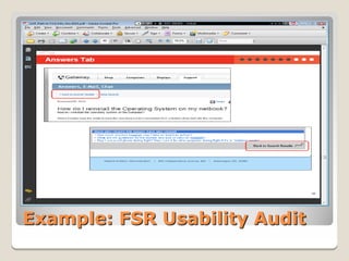 Example: FSR Usability Audit
 