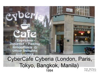 CyberCafe Cyberia (London, Paris,
Tokyo, Bangkok, Manila)
1994
 