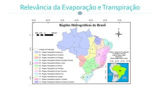 Relevância da Evaporação eTranspiração
 