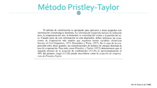 Método Pristley-Taylor
Ven Te Chow et all (1988)
 