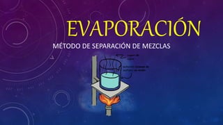 EVAPORACIÓNMÉTODO DE SEPARACIÓN DE MEZCLAS
 
