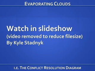 Evaporating Clouds Watch in slideshow (video removed to reduce filesize) By Kyle Stadnyk i.e. The Conflict Resolution Diagram 