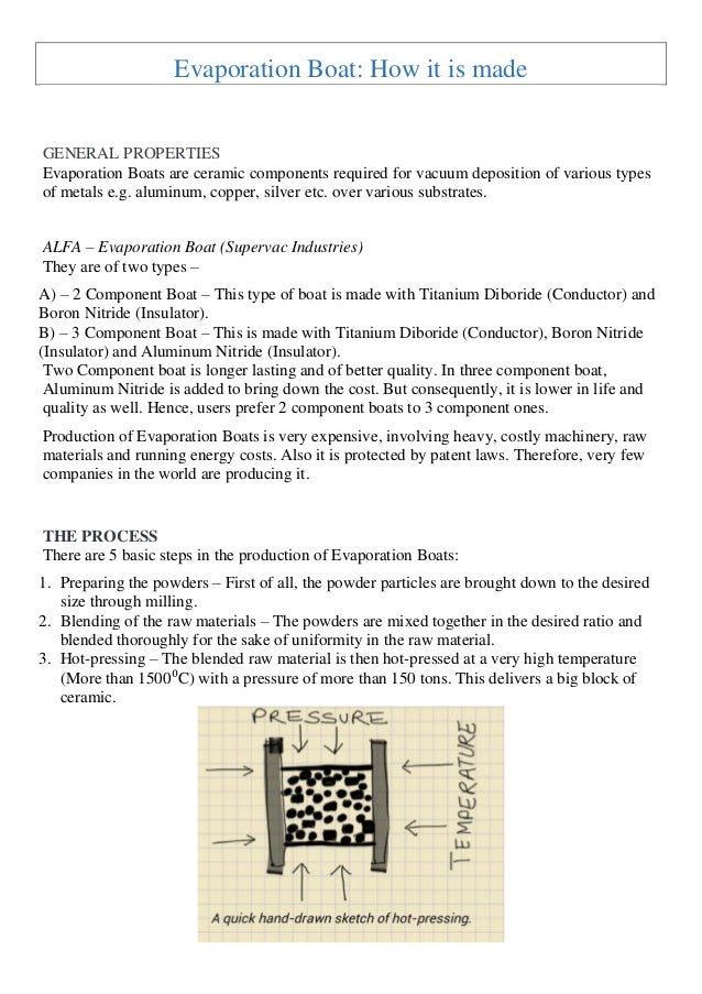 Evaporation boat how it is made