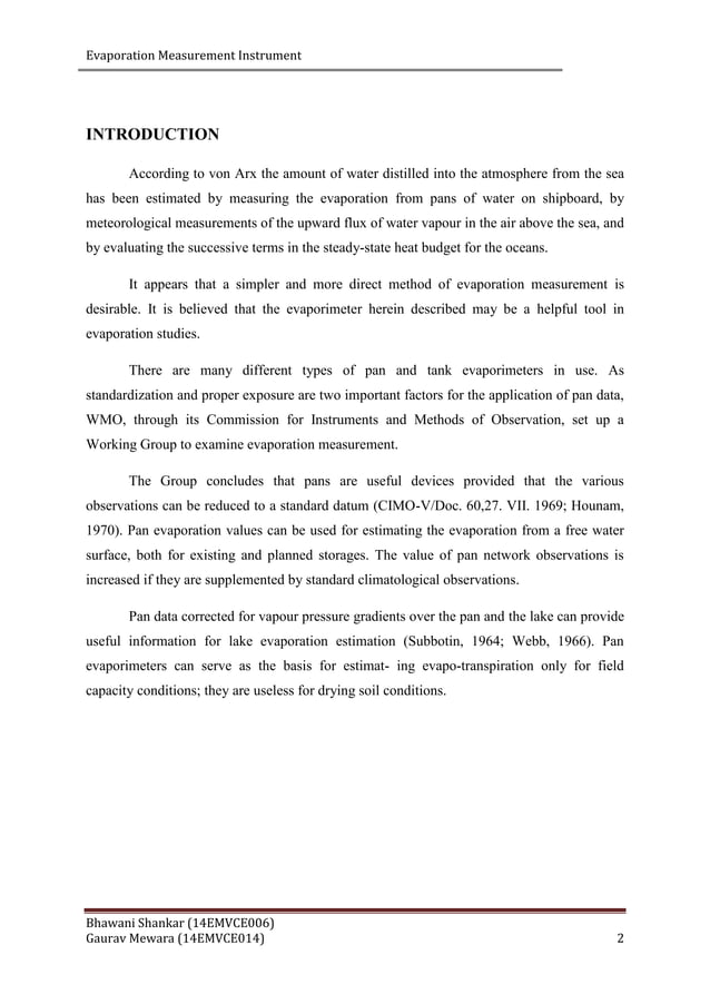 Evaporation pan meter