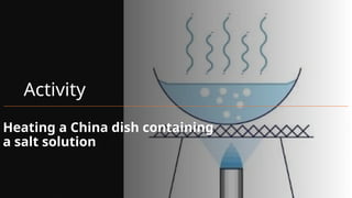 Activity
Heating a China dish containing
a salt solution
 
