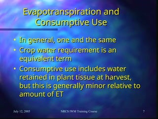 Comprehensive Overview of Evapotranspiration and Irrigation Water ...