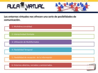 Los entornos virtuales nos ofrecen una serie de posibilidades de comunicación.