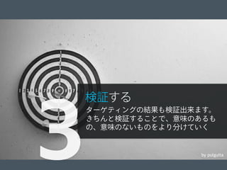 © 2012 Adobe Systems Incorporated. All Rights Reserved. Adobe Conﬁdential. 13
by pulguita
検証する
ターゲティングの結果も検証出来ます。
きちんと検証することで、意味のあるも
の、意味のないものをより分けていく
3
 