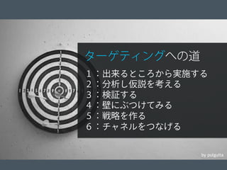 © 2012 Adobe Systems Incorporated. All Rights Reserved. Adobe Conﬁdential. 26
by pulguita
１：出来るところから実施する
２：分析し仮説を考える
３：検証する
４：壁にぶつけてみる
５：戦略を作る
６：チャネルをつなげる
ターゲティングへの道
 
