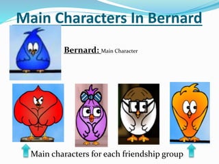 Main Characters In Bernard
Bernard: Main Character
Main characters for each friendship group
 
