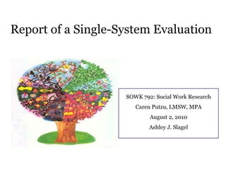 Report of a Single-System Evaluation SOWK 792: Social Work Research Caren Putzu, LMSW, MPA August 2, 2010 Ashley J. Slagel 