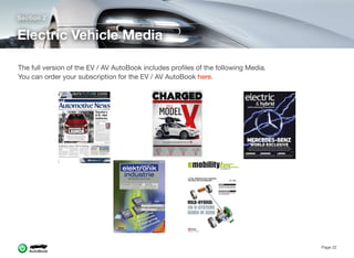 Section 2
Electric Vehicle Media
Page 22
The full version of the EV / AV AutoBook includes proﬁles of the following Media. 
You can order your subscription for the EV / AV AutoBook here.
 