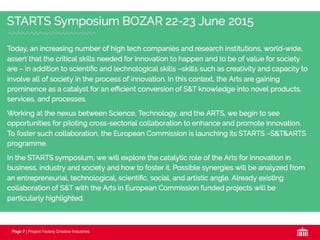 Page 7 | Project Factory Creative Industries
- New programme being launched this year with the prupose
of engaging artists in ICT related research
- Tangible outcome of the study, policy impact
- Launch event taking place next week
Impact
 