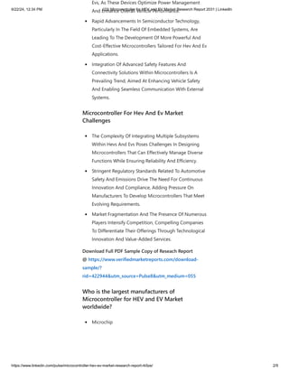 pmicroconrollers for EV and HEV based market research