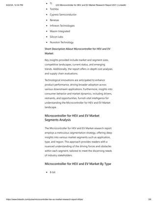 pmicroconrollers for EV and HEV based market research